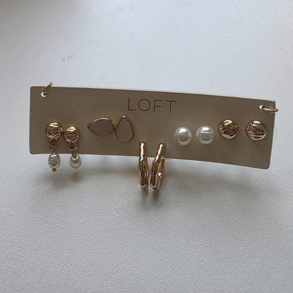 LOFT Gold and Pearl Earring Set